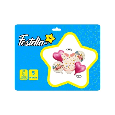 KIT GLOBO MAMELUCO NIÑA X5(PQTX12)