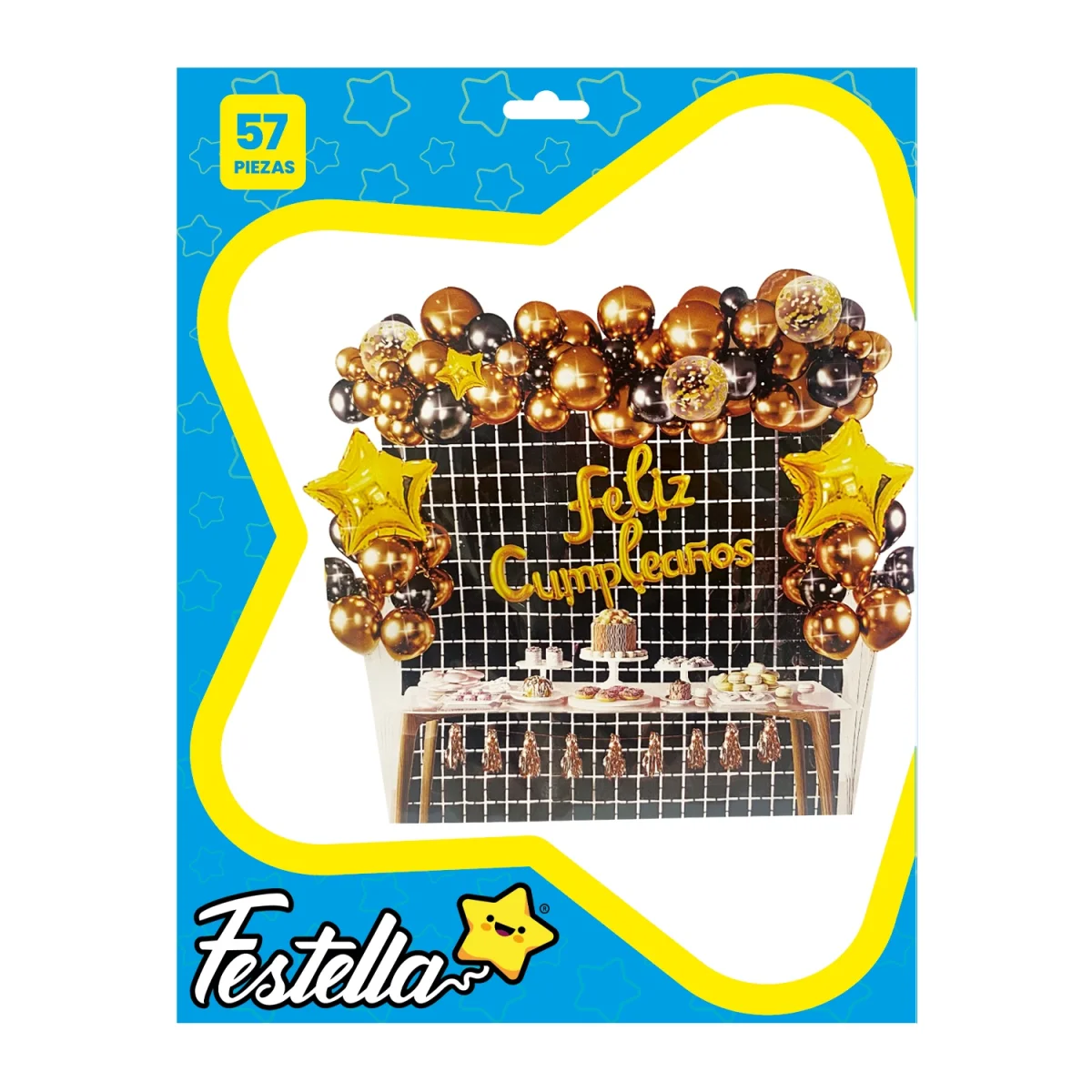 KIT GLOBO ORGANICO FELIZ CUMPLEAÑOS X58PCS (PQTX5)