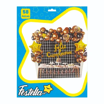 KIT GLOBO ORGANICO FELIZ CUMPLEAÑOS X58PCS (PQTX5)