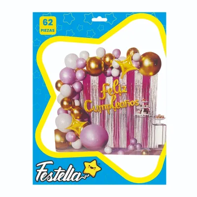 KIT GLOBO ORGANICO FELIZ CUMPLEAÑOS X62 (PQTX10)