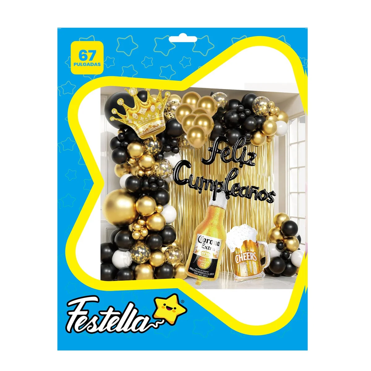 KIT GLOBO ORGANICO CERVEZA FELIZ CUMPLEAÑOS X67 (PQTX12)