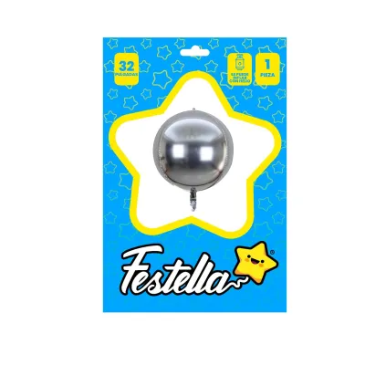 GLOBO REDONDO PLATEADO 32" (PQTX25)