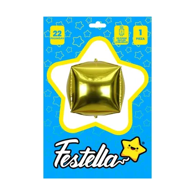 GLOBO CUADRADO DORADO 22" (PQTX25)