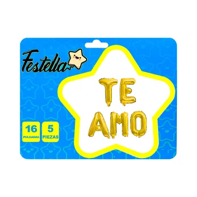 GLOBO TE AMO DORADO 16" (PQTX12)