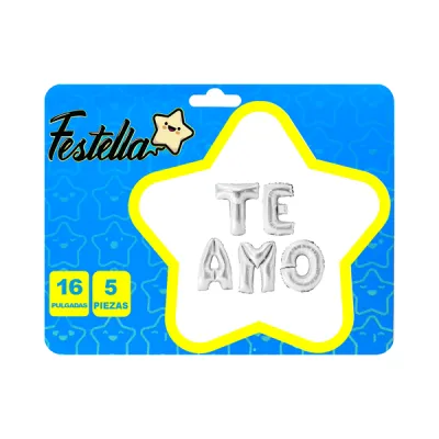 GLOBO TE AMO PLATEADO 16" (PQTX12):