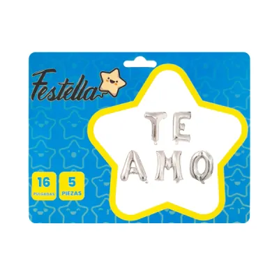 GLOBO TE AMO PLATEADO 16" (PQTX12):