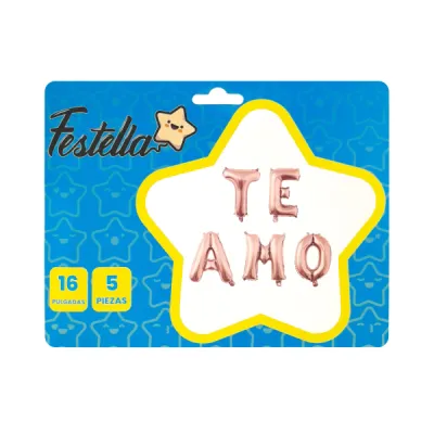 GLOBO TE AMO PALO DE ROSA (PQTX12):