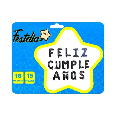 GLOBO FELIZ CUMPLEAÑOS NEGRO (PQTX12)