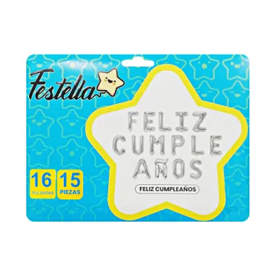 GLOBO FELIZ CUMPLEAÑOS PLATEADO (PQTX12)
