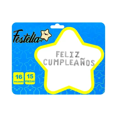 GLOBO FELIZ CUMPLEAÑOS PLATEADO (PQTX12)