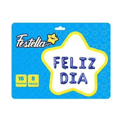 KIT GLOBO FELIZ DIA AZUL 16" X8PCS (PQTX12)