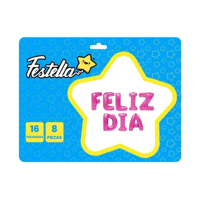 KIT GLOBO FELIZ DIA FUCSIA 16" X8PCS (PQTX12)