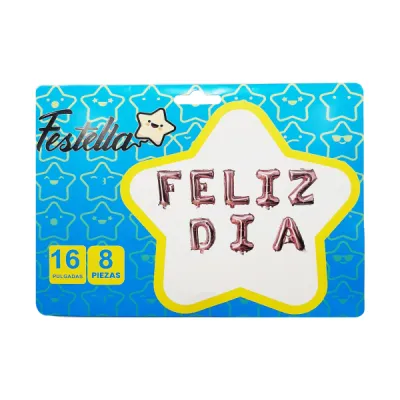 GLOBO FELIZ DIA 16" PALO ROSA  (PQTX12)