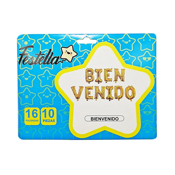 GLOBO BIENVENIDO DORADO