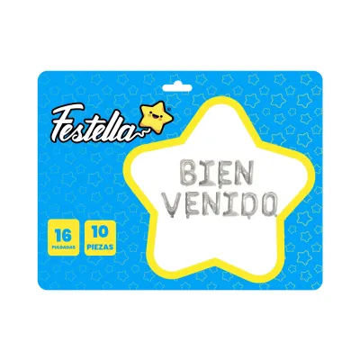 GLOBO BIENVENIDO PLATEADO X10PCS 16" (PQTX12)