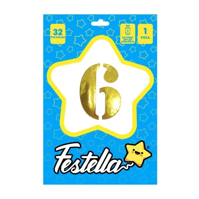 GLOBO DORADO 32" #6 (PQTX25)