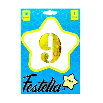 GLOBO DORADO 16" #9 (PQTX25)