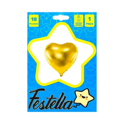 GLOBO CORAZON DORADO 18" (PQTX25)