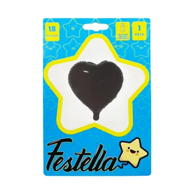 GLOBO CORAZON NEGRO 18" (PQTX25)