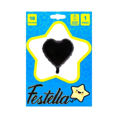 GLOBO CORAZON NEGRO 18" (PQTX25)