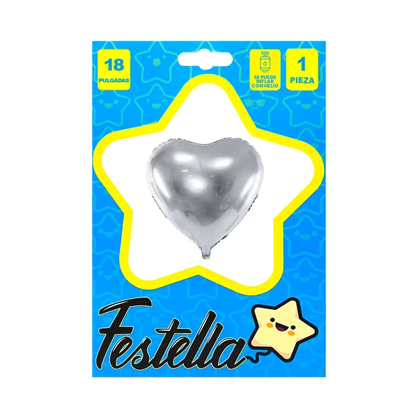 GLOBO CORAZON PLATEADO 18" (PQTX25)