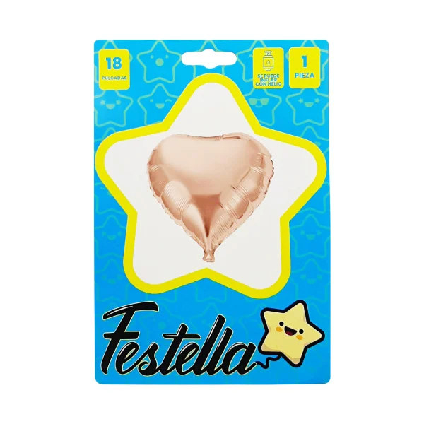 GLOBO CORAZON PALO ROSA 18"(PQTX25):