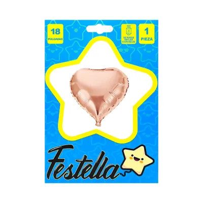 GLOBO CORAZON PALO ROSA 18"(PQTX25):