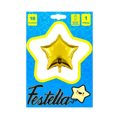 GLOBO ESTRELLA DORADO CARTON 18"(PQTX25)