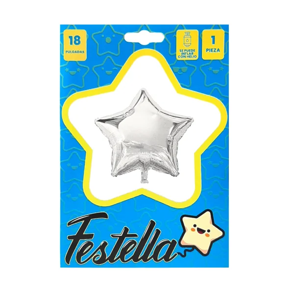 GLOBO ESTRELLA PLATEADO CARTON 18"(PQTX25)
