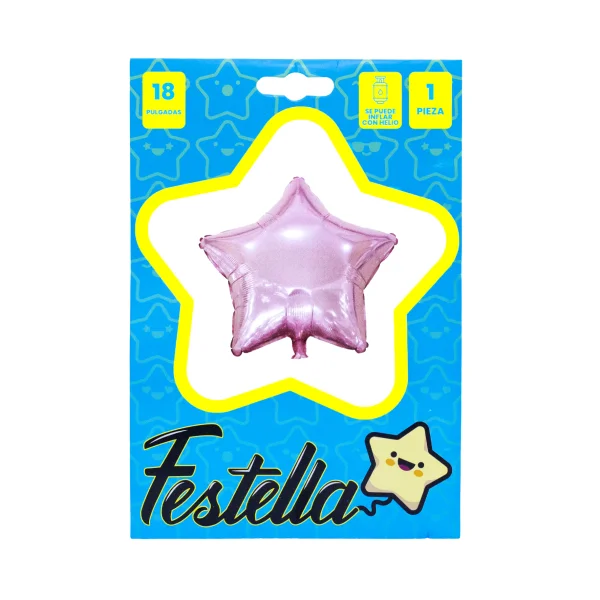 GLOBO ESTRELLA ROSADO CARTON 18"(PQTX25)