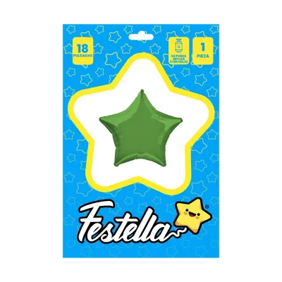 GLOBO ESTRELLA VERDE CARTON 18" (PQTX25)
