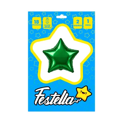 GLOBO ESTRELLA VERDE CARTON 18" (PQTX25)