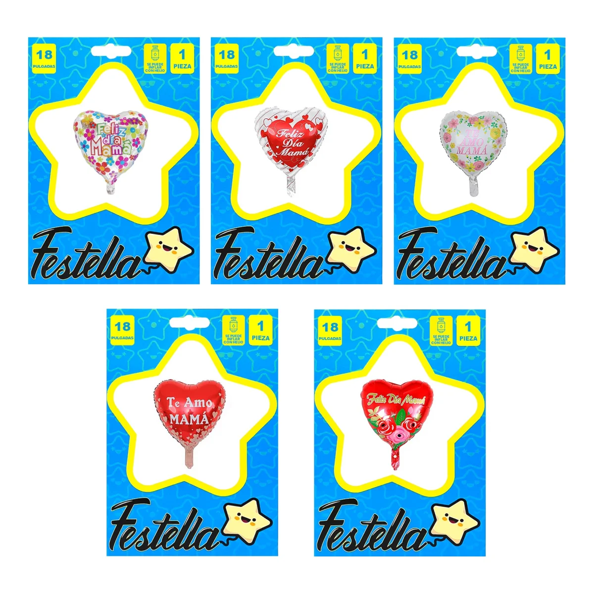 GLOBO CORAZON FELIZ DIA MAMA 18"