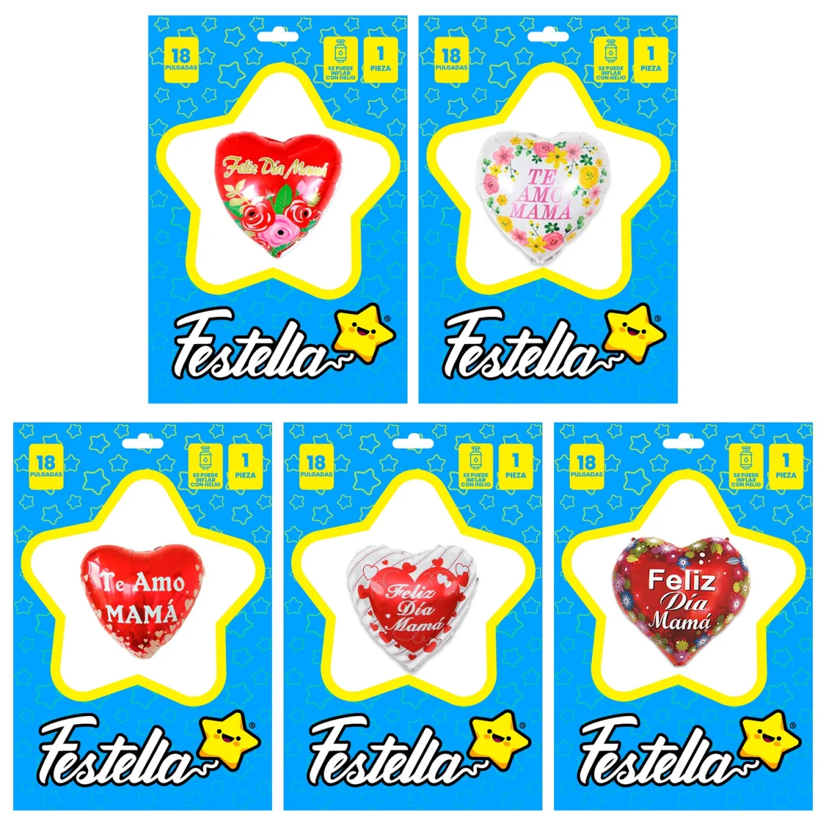 GLOBO CORAZON FELIZ DIA MAMA 18"