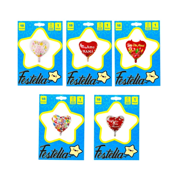 GLOBO CORAZON FELIZ DIA MAMA 18"
