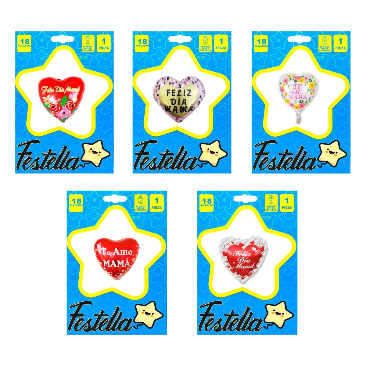 GLOBO CORAZON FELIZ DIA MAMA 18"