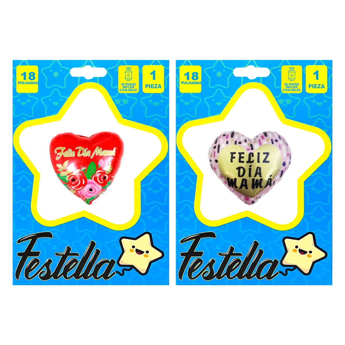 GLOBO CORAZON FELIZ DIA MAMA 18"