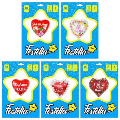 GLOBO CORAZON FELIZ DIA MAMA 18"