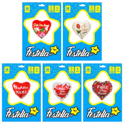 GLOBO CORAZON FELIZ DIA MAMA 18"