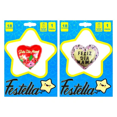 GLOBO CORAZON FELIZ DIA MAMA 18"