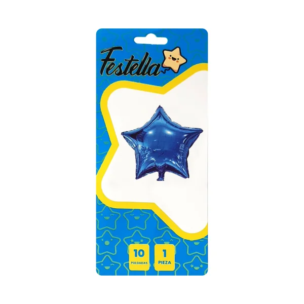 GLOBO ESTRELLA AZUL 10" CARTON (PQTX25)