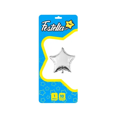 GLOBO ESTRELLA PLATEADO 10" (PQTX25)