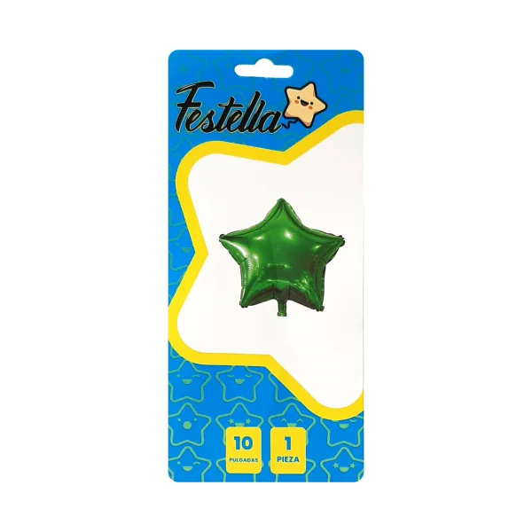 GLOBO ESTRELLA VERDE 10" CARTON (PQTX25)
