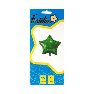 GLOBO ESTRELLA VERDE 10" CARTON (PQTX25)