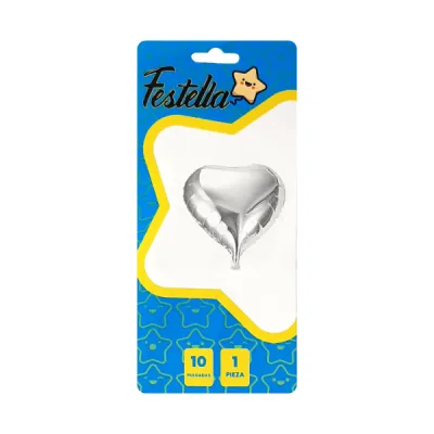 GLOBO CORAZON PLATEADO 10" (PQTX25)