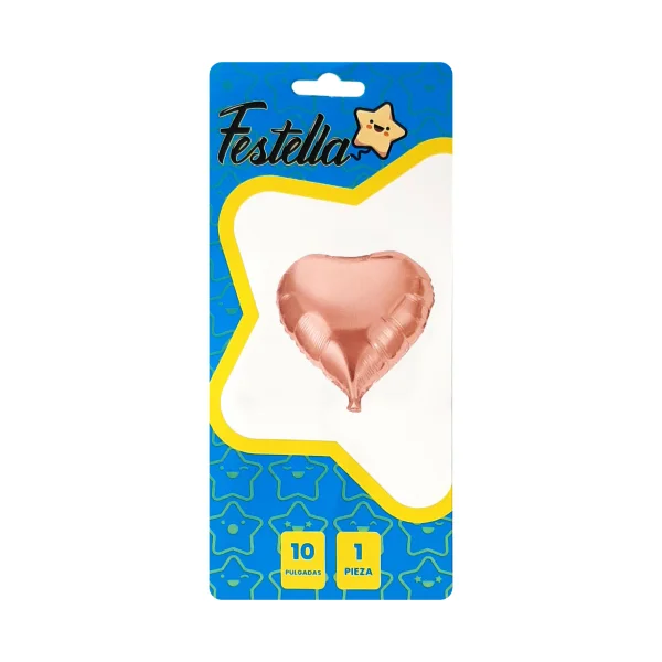 GLOBO CORAZON PALO ROSA 10" (PQTX25)