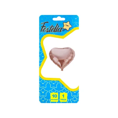 GLOBO CORAZON PALO ROSA 10" (PQTX25)