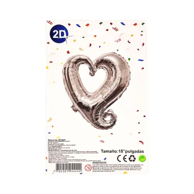 GLOBO CORAZON CURSIVO PLATEADO 18" (PQTX25),