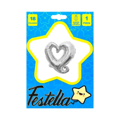 GLOBO CORAZON CURSIVO PLATEADO 18" (PQTX25),