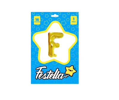 GLOBO LETRA F DORADO(PQTX25)